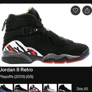Jordan 8 Retro Black with Red and White Accents